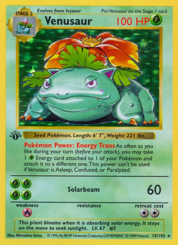 Venusaur #15 Base Pokemon card