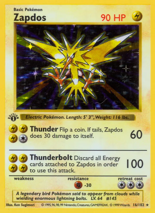 Zapdos #16 Base Pokemon card