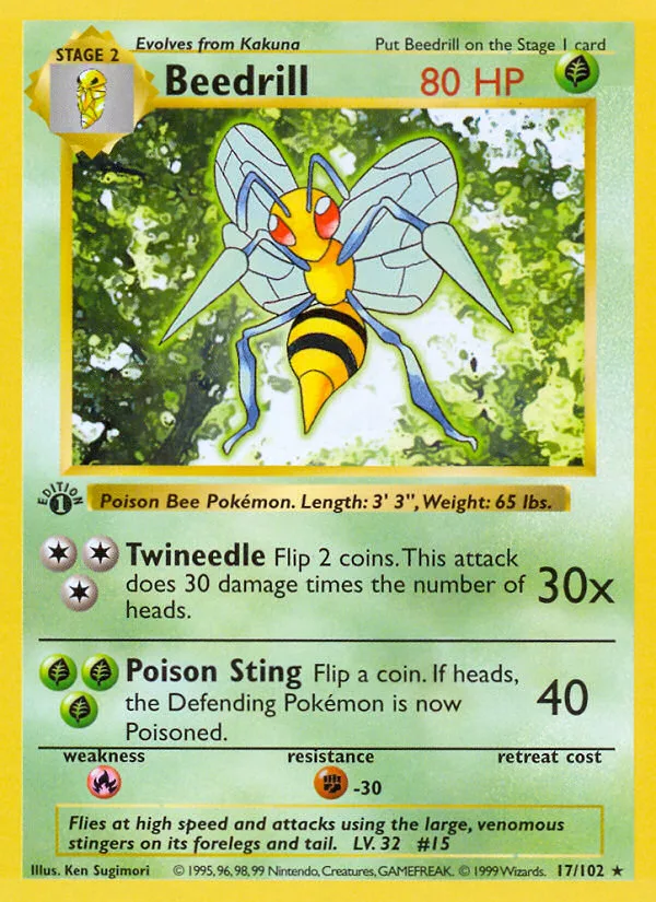 Beedrill #17 Base Pokemon card