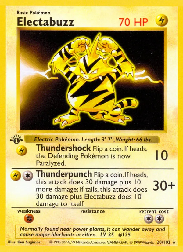 Electabuzz #20 Base Pokemon card