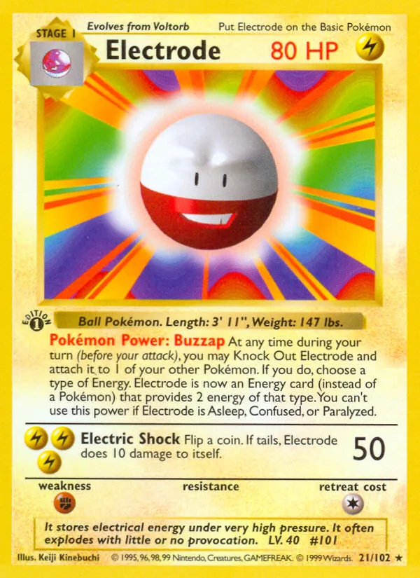 Electrode #21 Base Pokemon card