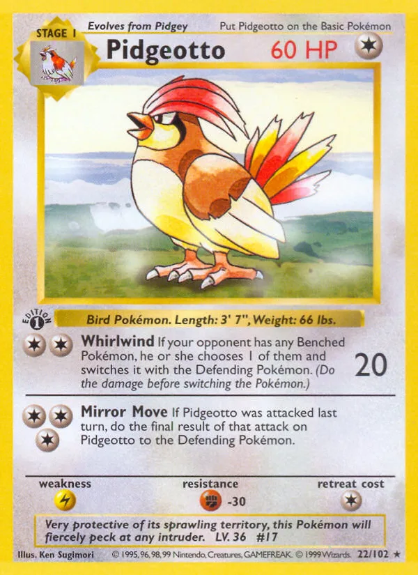 Pidgeotto #22 Base Pokemon card