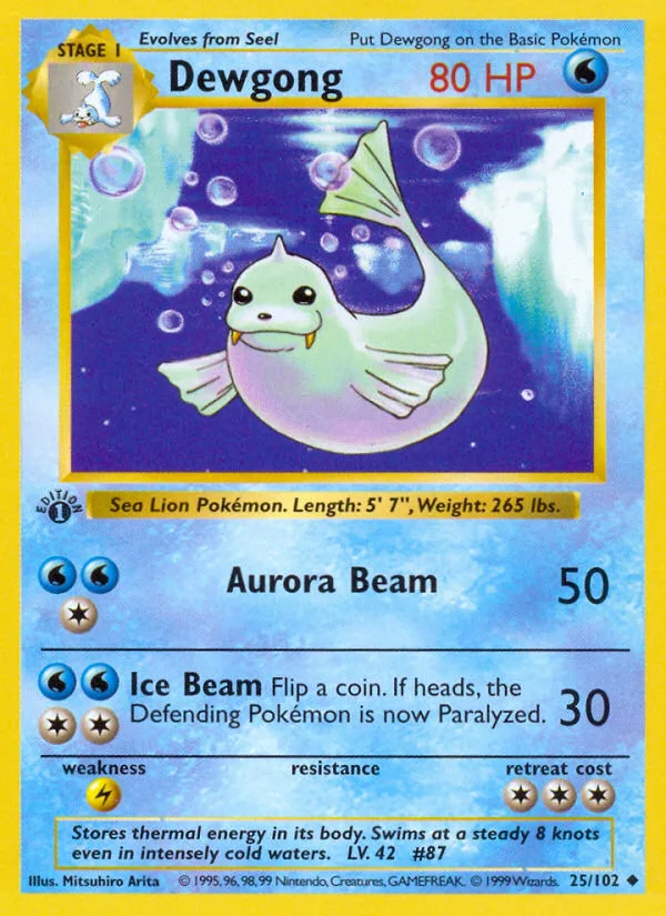 Dewgong #25 Base Pokemon card