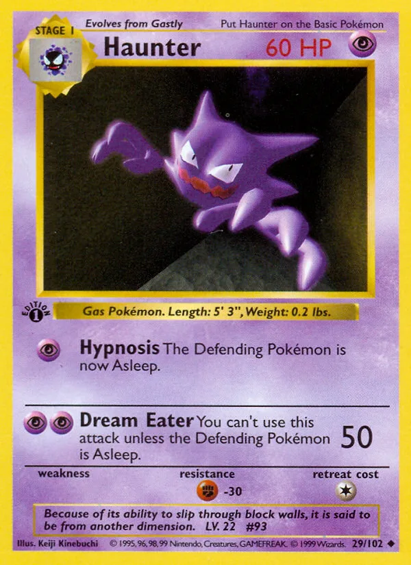 Haunter #29 Base Pokemon card