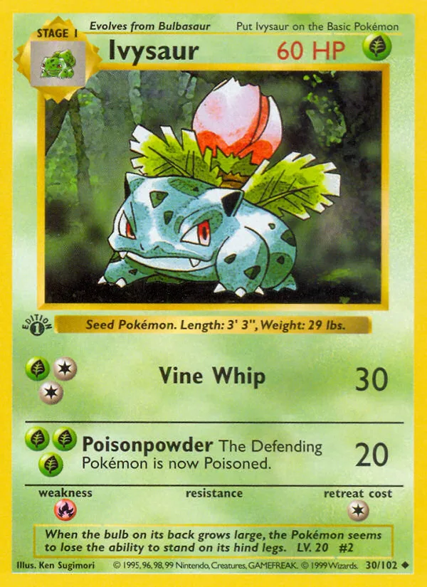 Ivysaur #30 Base Pokemon card