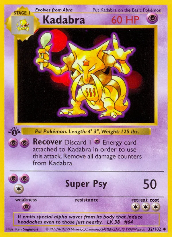 Kadabra #32 Base Pokemon card