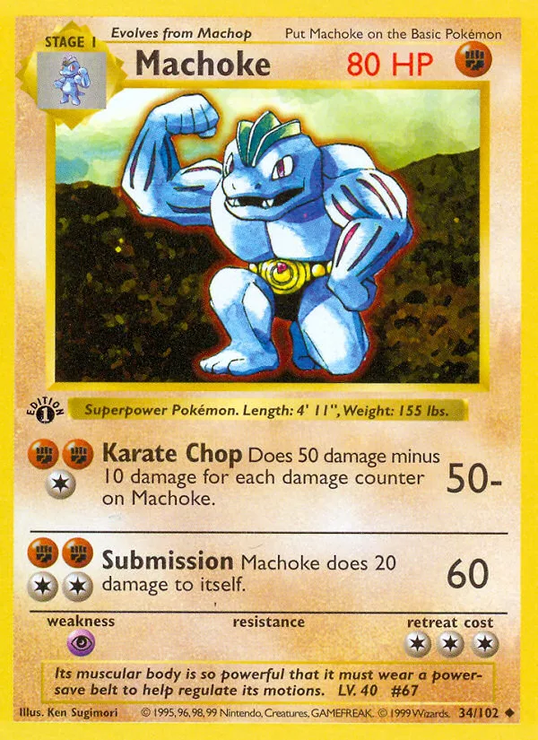 Machoke #34 Base Pokemon card