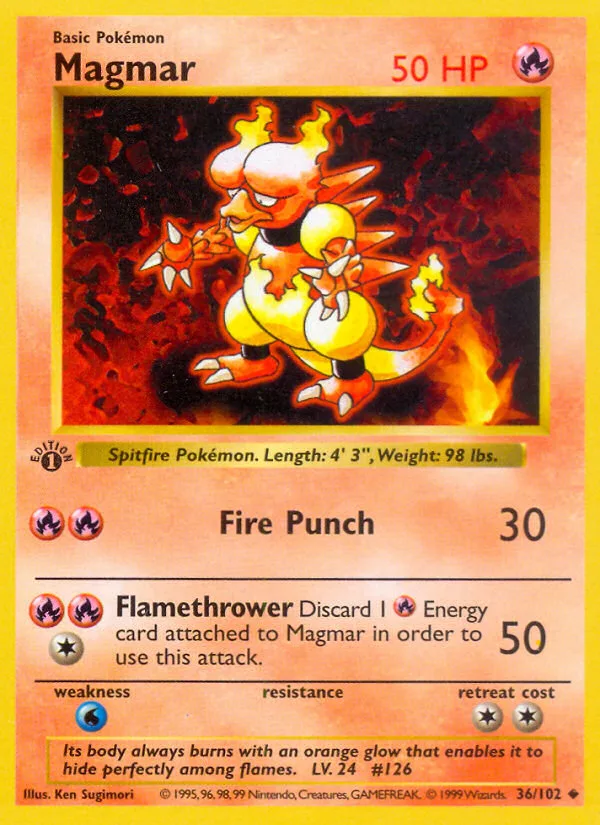 Magmar #36 Base Pokemon card