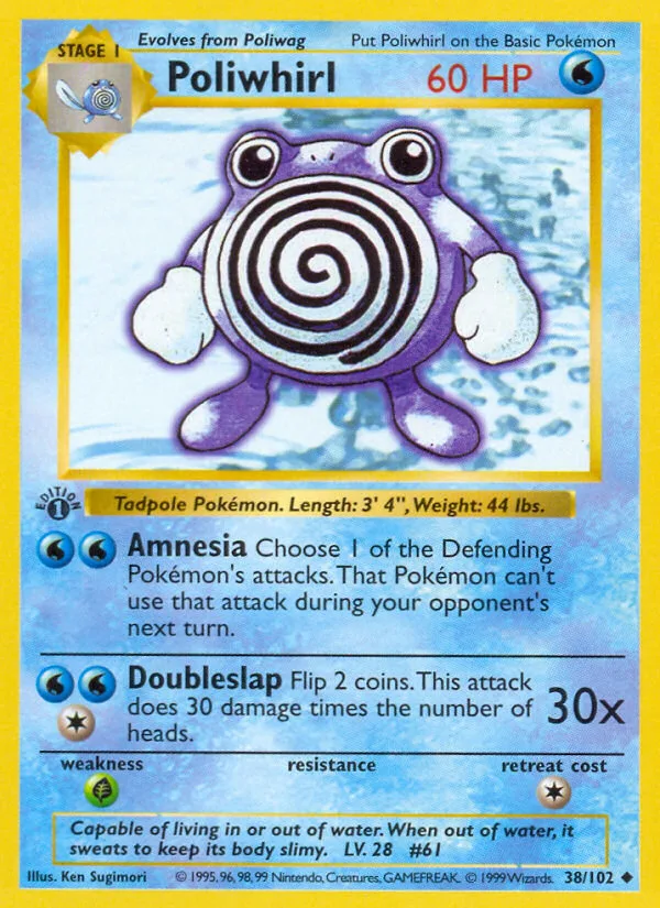 Poliwhirl #38 Base Pokemon card