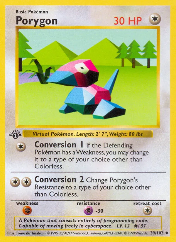 Porygon #39 Base Pokemon card