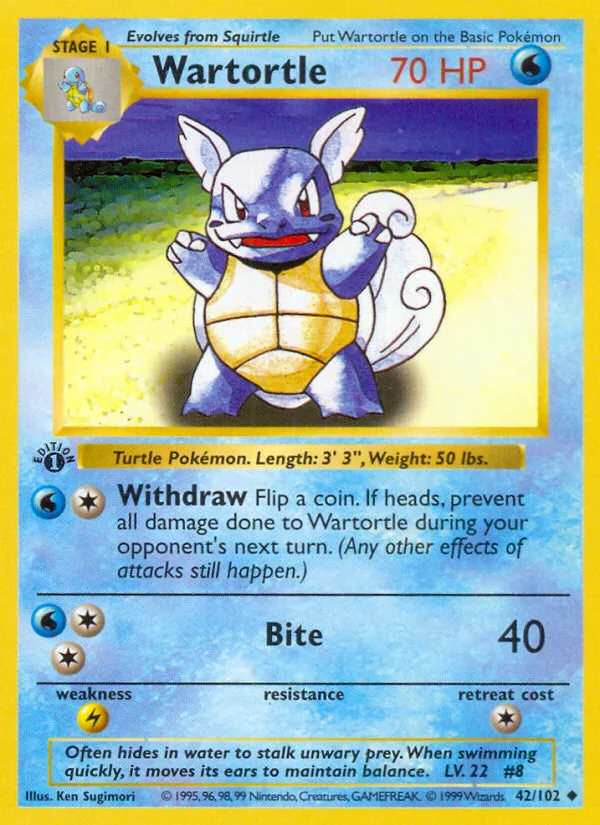 Wartortle #42 Base Pokemon card