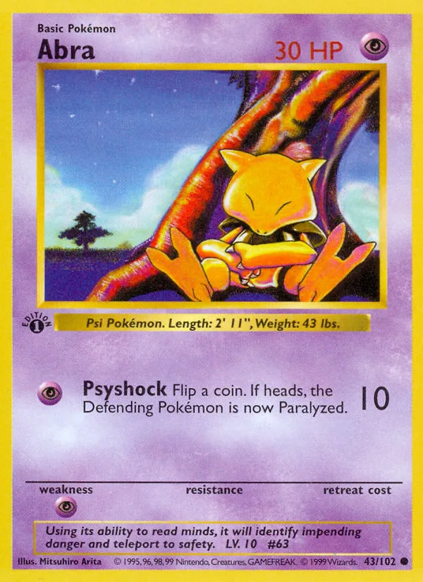Abra #43 Base Pokemon card