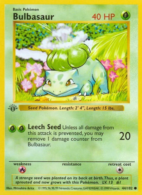 Bulbasaur #44 Base Pokemon card