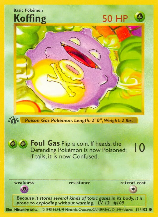 Koffing #51 Base Pokemon card