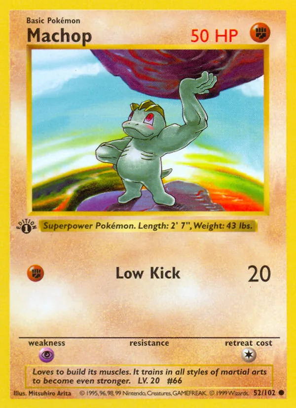 Machop #52 Base Pokemon card