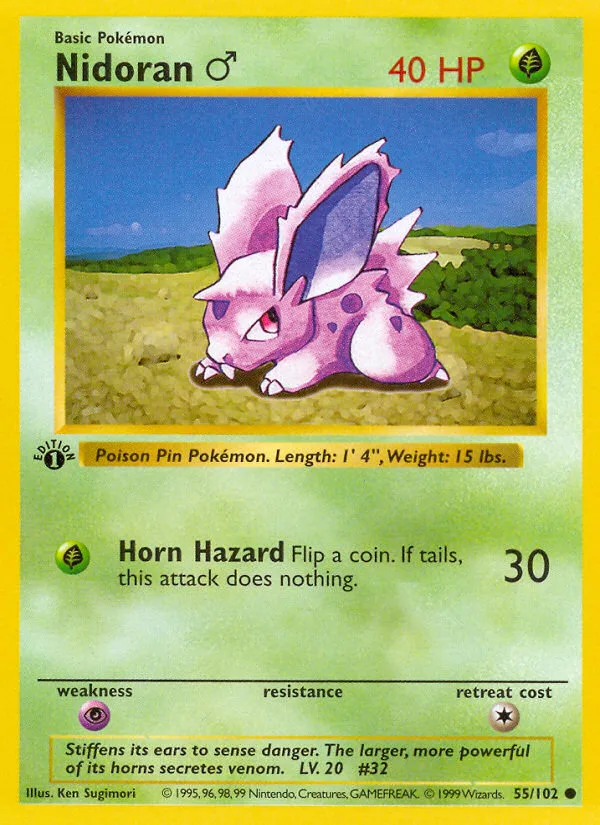 Nidoran ♂ #55 Base Pokemon card
