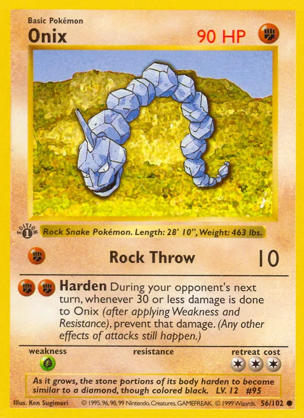 Onix #56 Base Pokemon card