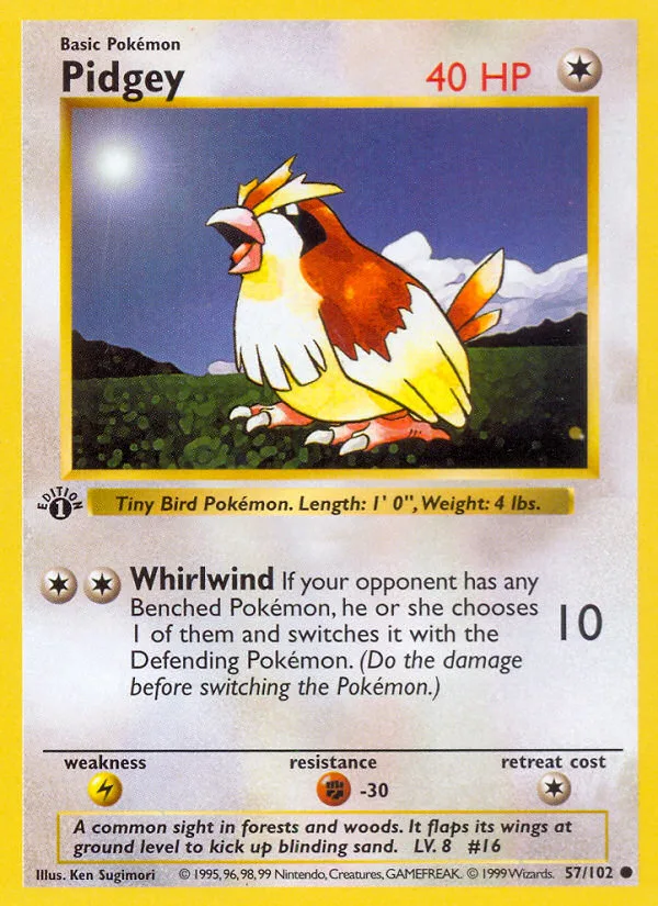 Pidgey #57 Base Pokemon card