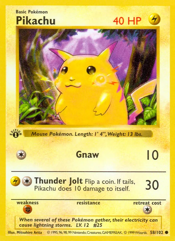 Pikachu #58 Base Pokemon card