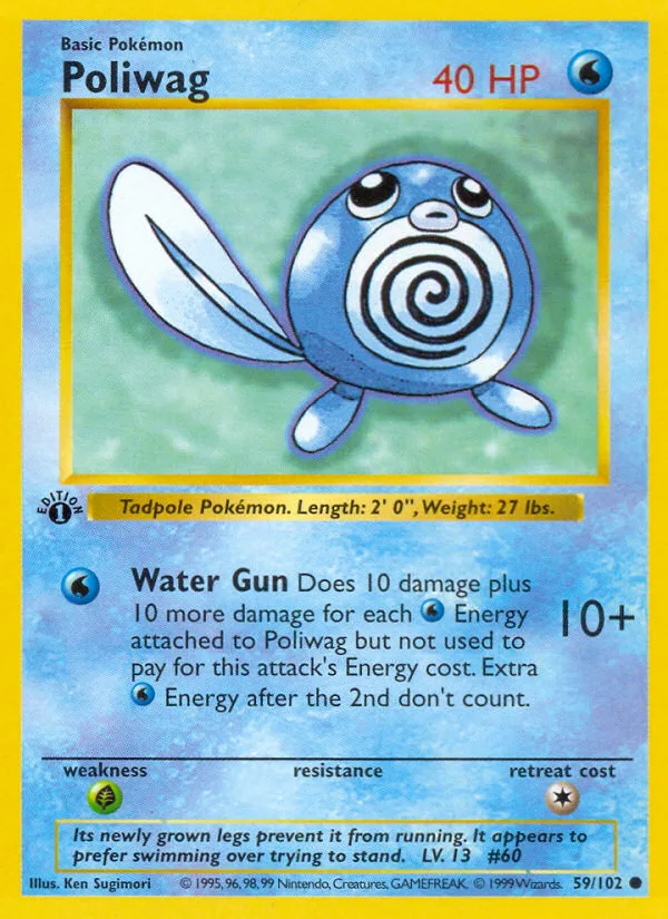 Poliwag #59 Base Pokemon card