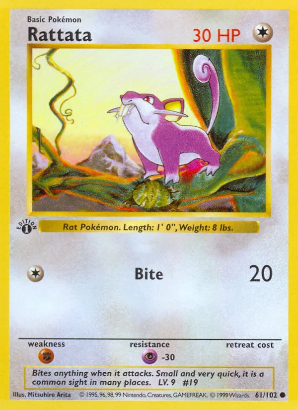 Rattata #61 Base Pokemon card