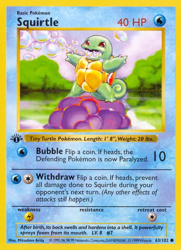 Squirtle #63 Base Pokemon card