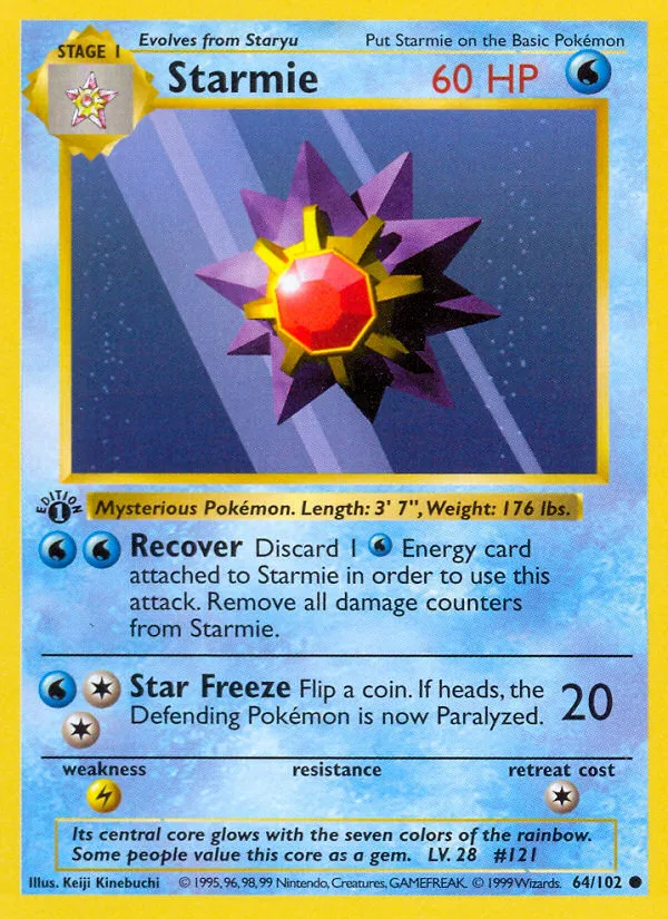 Starmie #64 Base Pokemon card