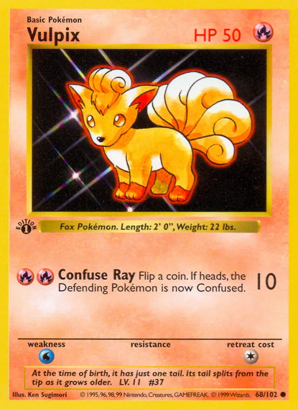 Vulpix #68 Base Pokemon card