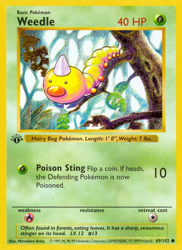 Weedle #69 Base Pokemon card
