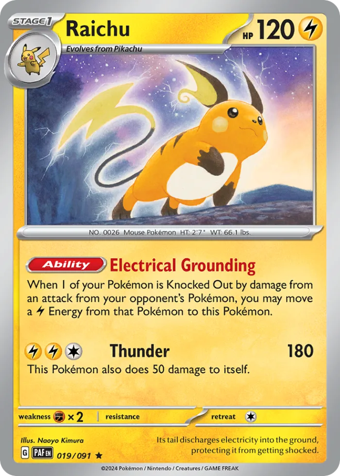 Raichu #19 Paldean Fates Pokemon card