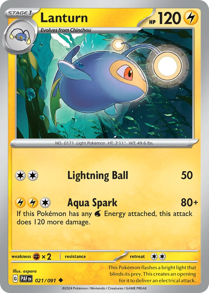 Lanturn #21 Paldean Fates Pokemon card