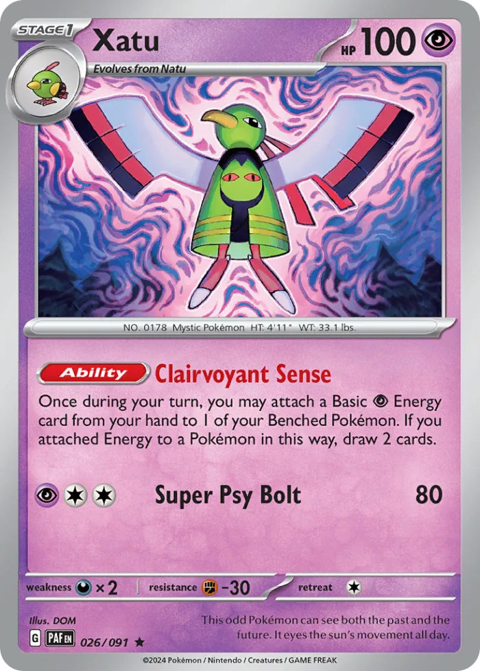 Xatu #26 Paldean Fates Pokemon card