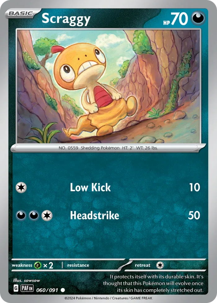 Scraggy #60 Paldean Fates Pokemon card