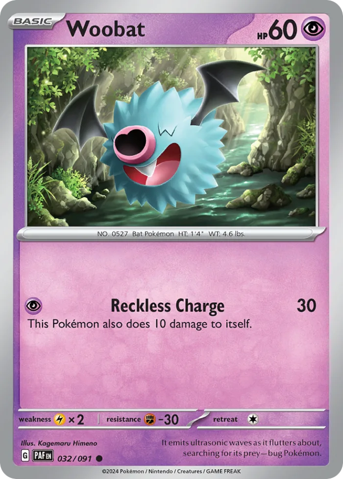 Woobat #32 Paldean Fates Pokemon card