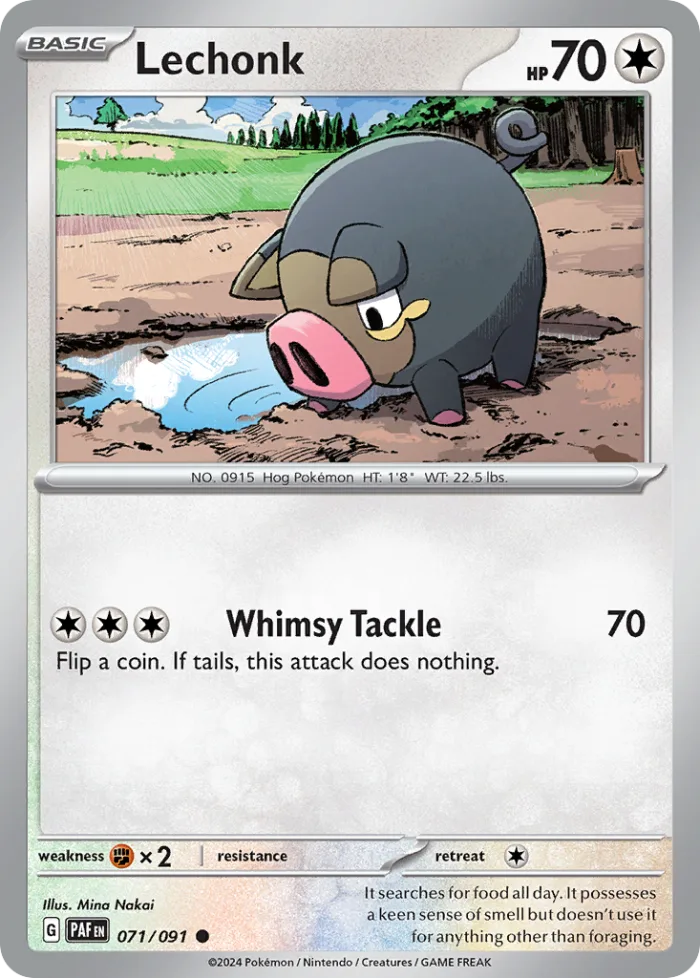 Lechonk #71 Paldean Fates Pokemon card