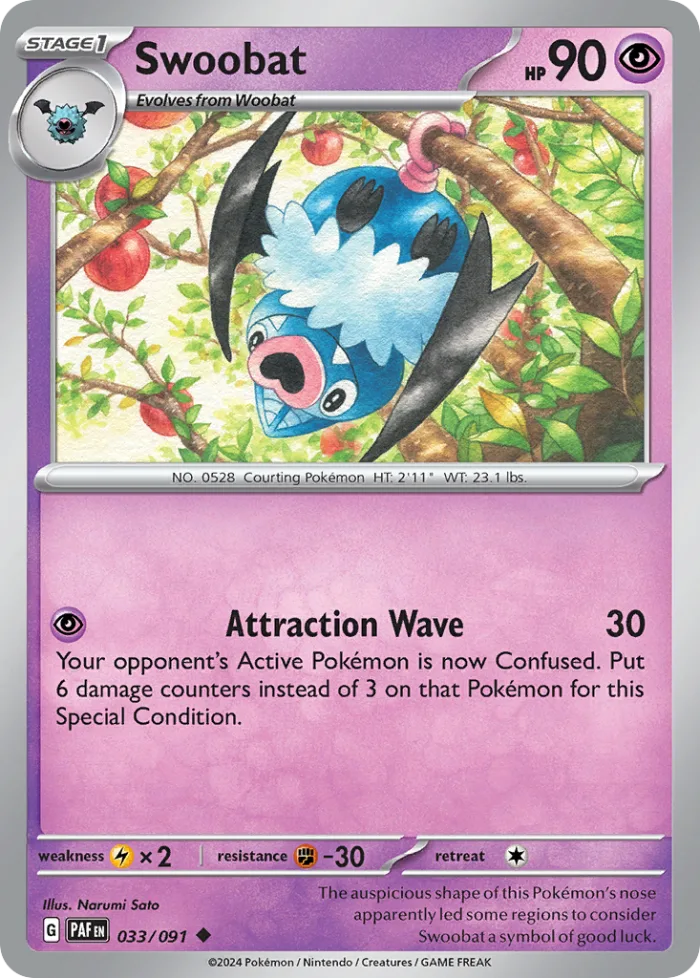 Swoobat #33 Paldean Fates Pokemon card
