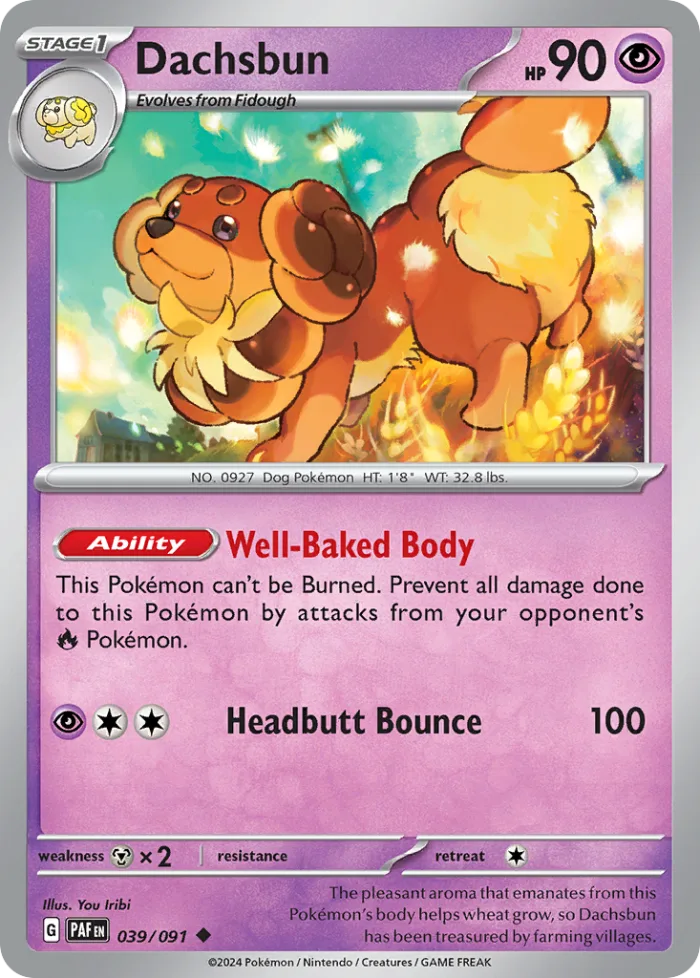 Dachsbun #39 Paldean Fates Pokemon card