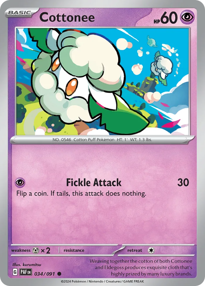 Cottonee #34 Paldean Fates Pokemon card