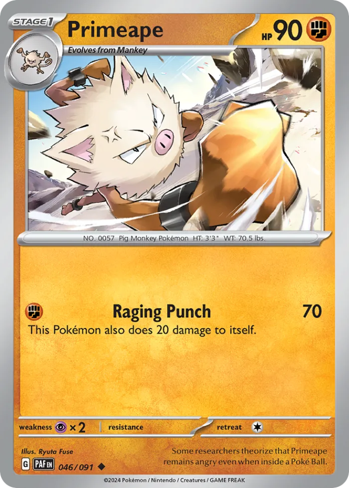 Primeape #46 Paldean Fates Pokemon card