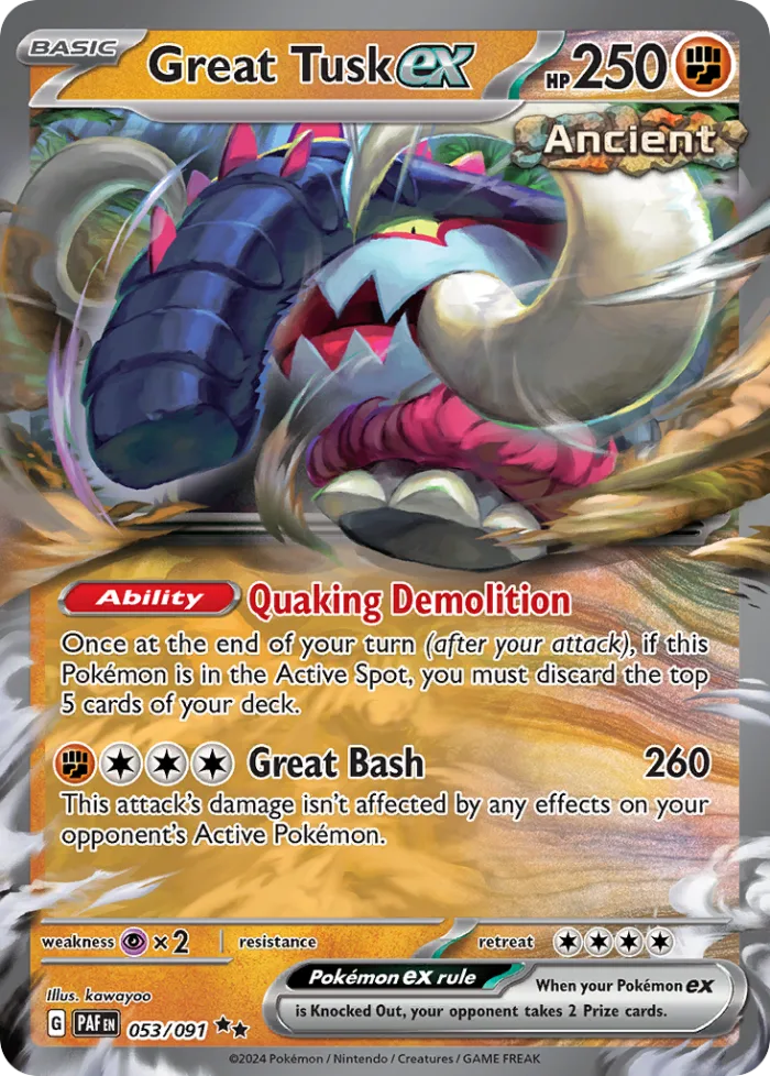 Great Tusk ex #53 Paldean Fates Pokemon card