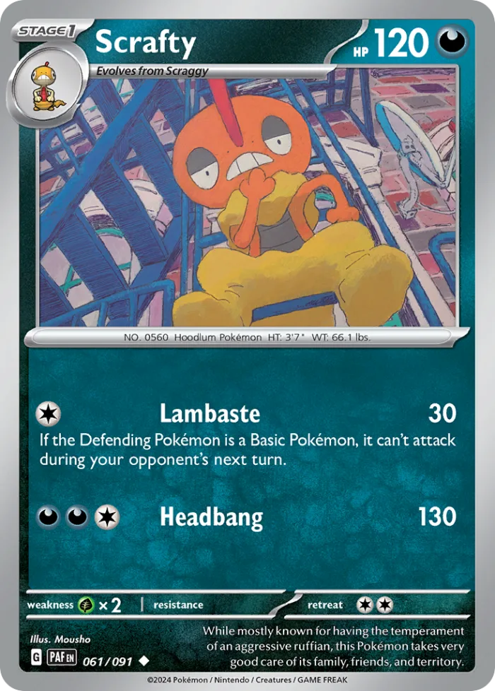 Scrafty #61 Paldean Fates Pokemon card