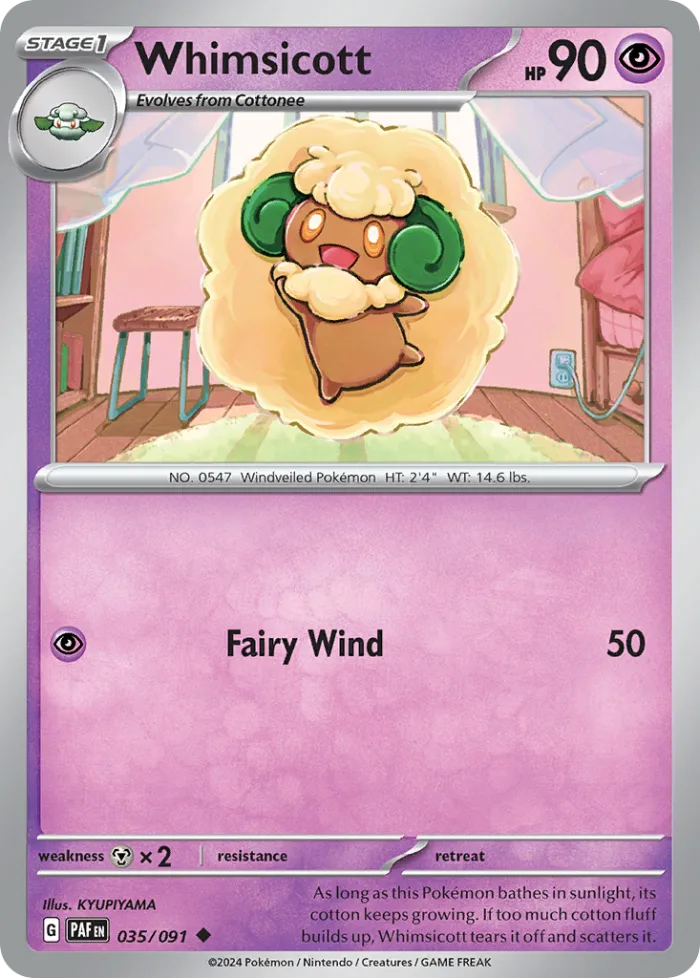 Whimsicott #35 Paldean Fates Pokemon card