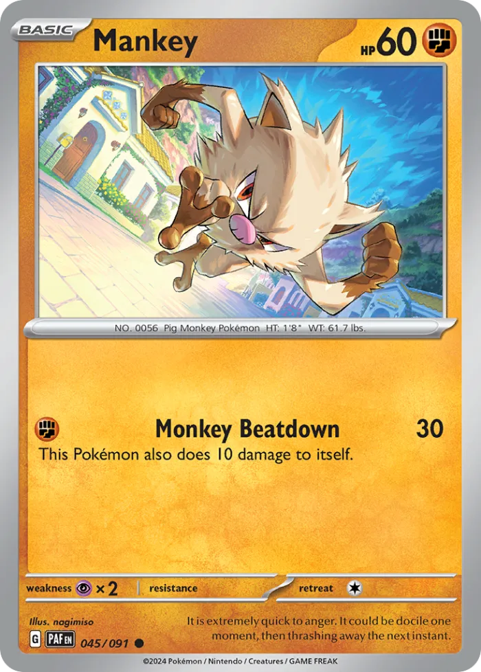 Mankey #45 Paldean Fates Pokemon card