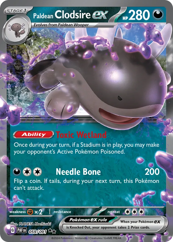 Paldean Clodsire ex #59 Paldean Fates Pokemon card