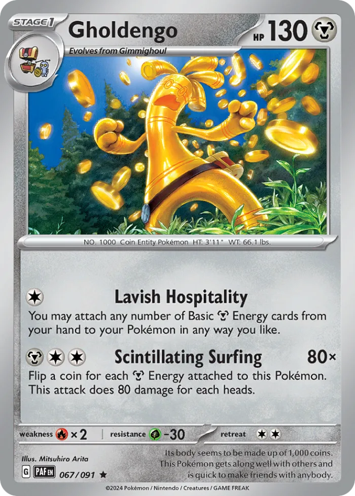 Gholdengo #67 Paldean Fates Pokemon card