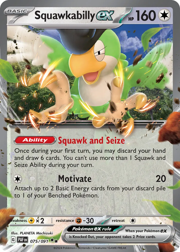 Squawkabilly ex #75 Paldean Fates Pokemon card