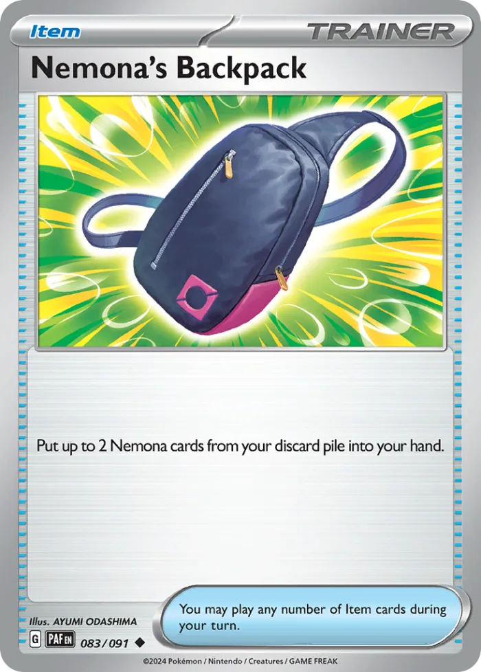 Nemona's Backpack #83 Paldean Fates Pokemon card