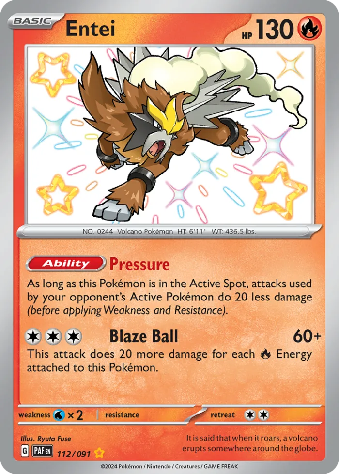 Entei #112 Paldean Fates Pokemon card