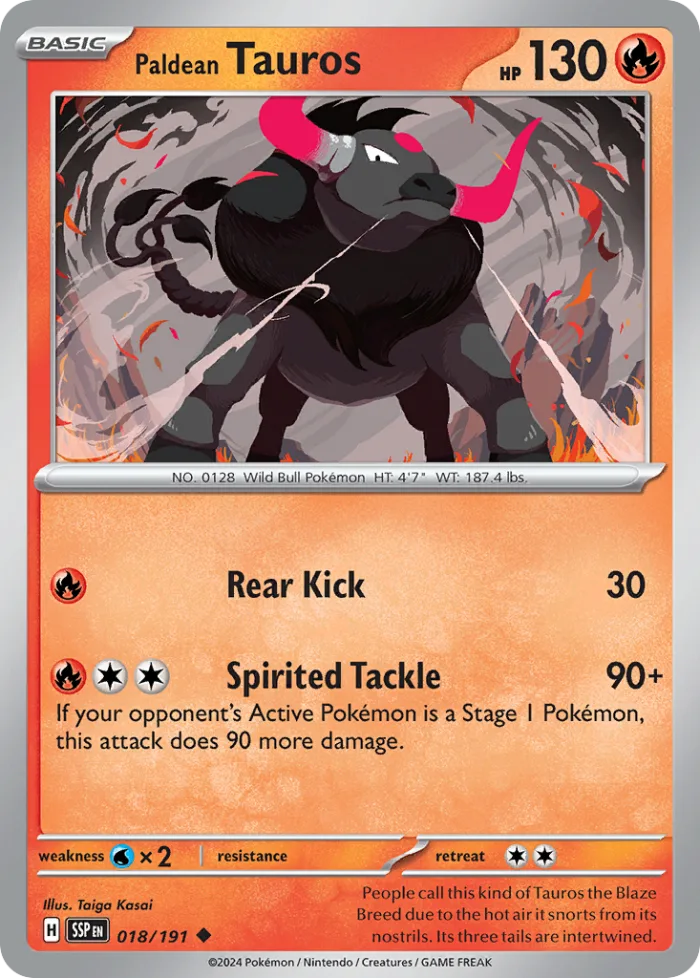 Paldean Tauros #18 Surging Sparks Pokemon card
