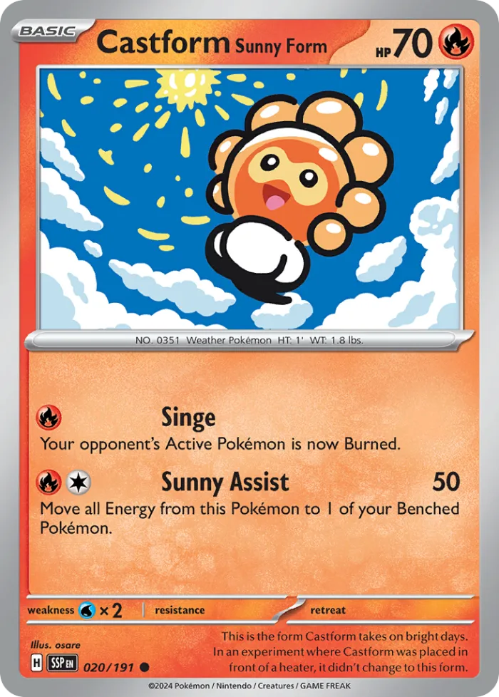 Castform Sunny Form #20 Surging Sparks Pokemon card